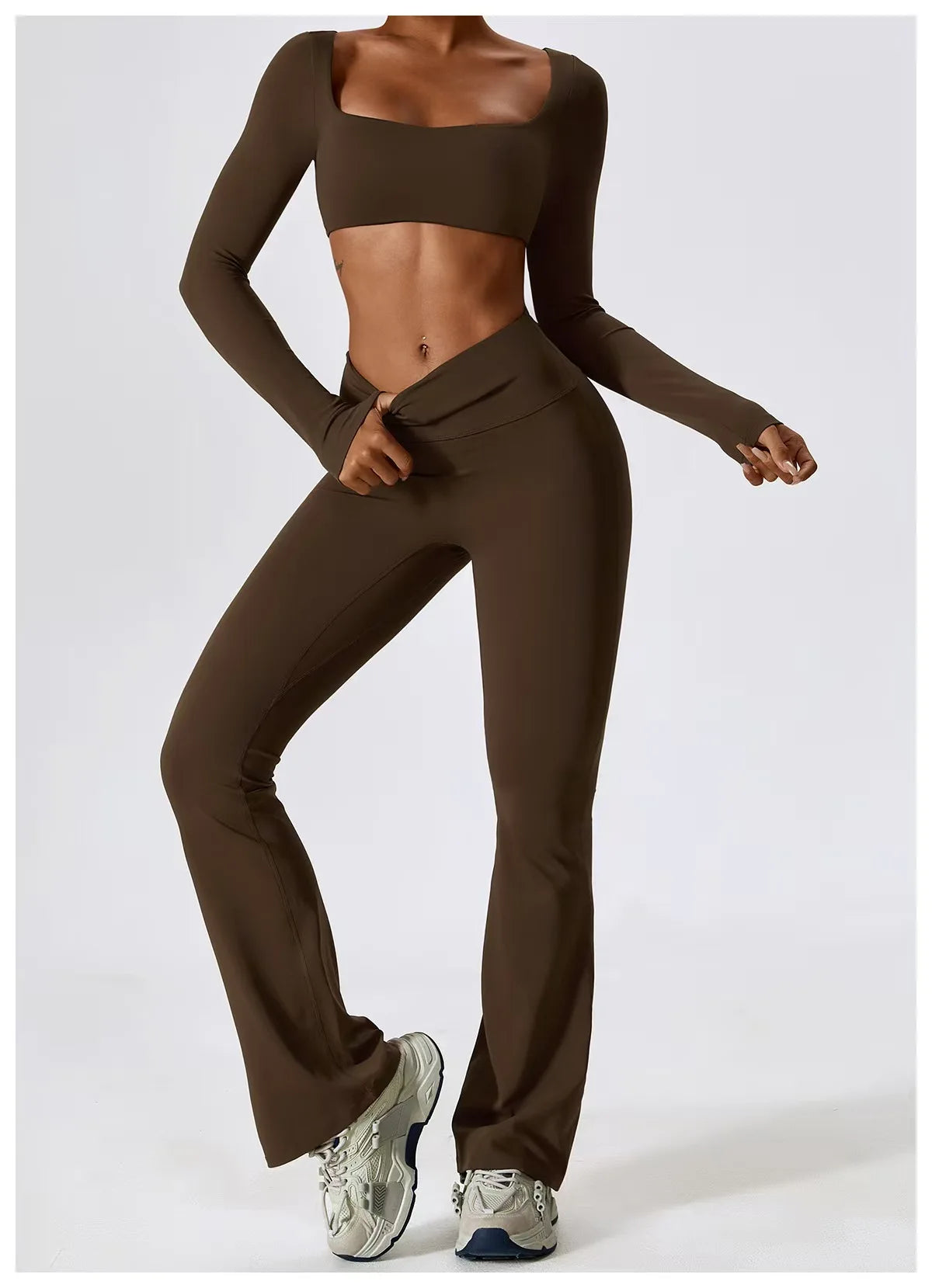 Women's cropped and flared 2pcs yoga/Workout set