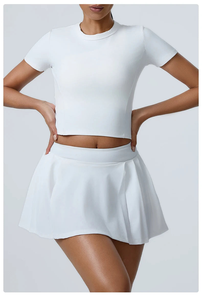 Women's 2pcs cropped and short skirt set