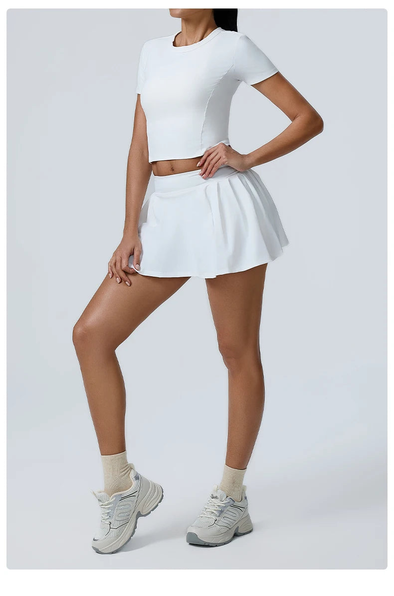 Women's 2pcs cropped and short skirt set