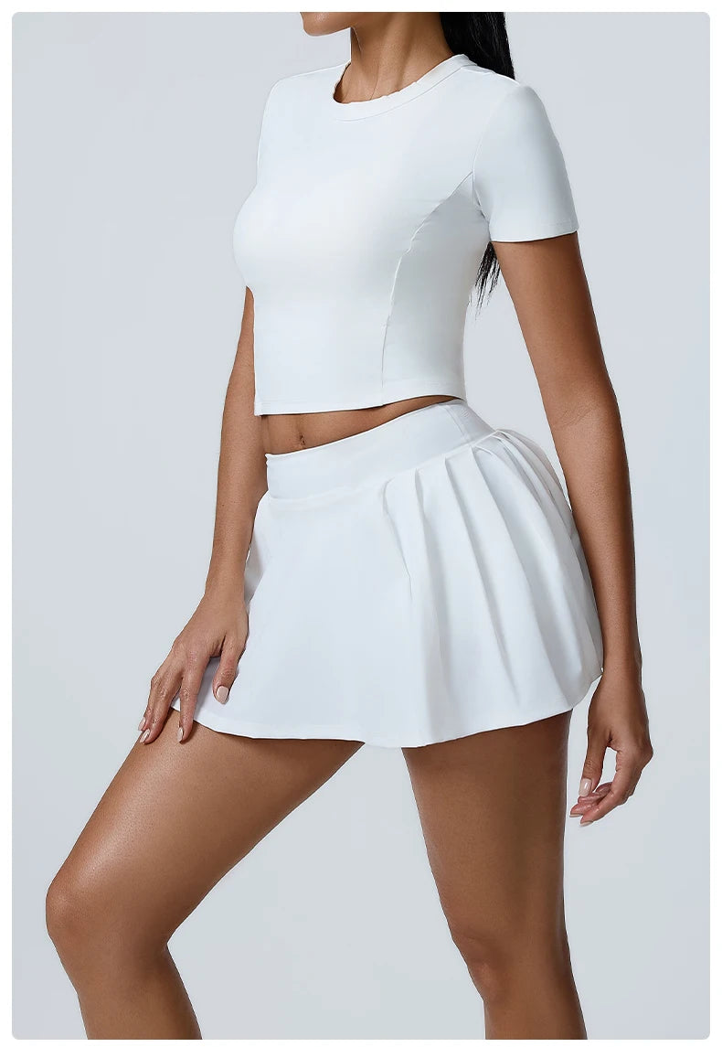 Women's 2pcs cropped and short skirt set
