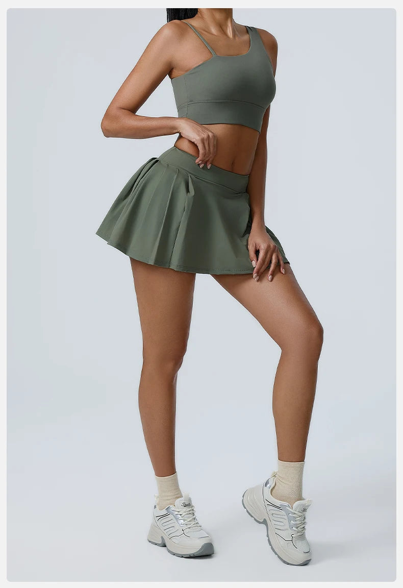 Women's 2pcs cropped and short skirt set