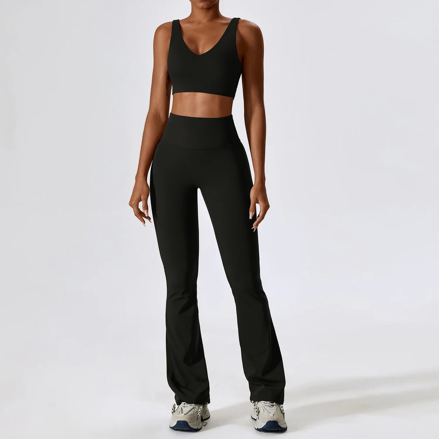 Women's cropped and flared 2pcs yoga/Workout set