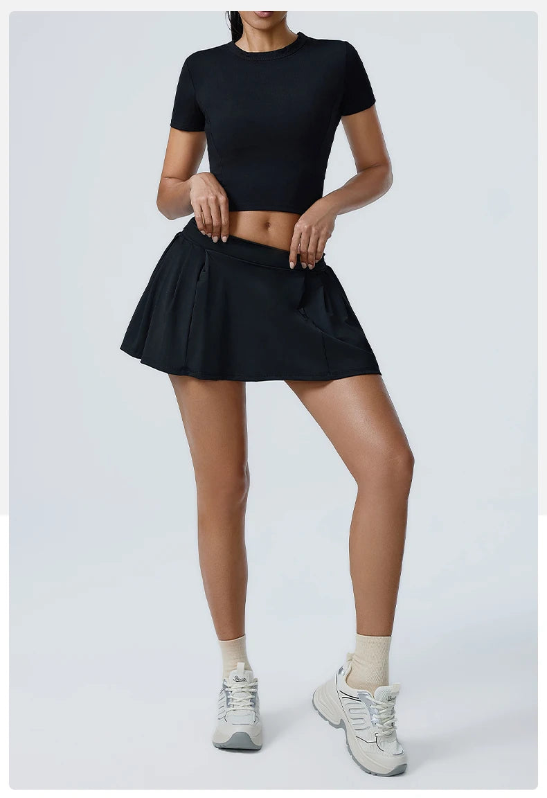 Women's 2pcs cropped and short skirt set