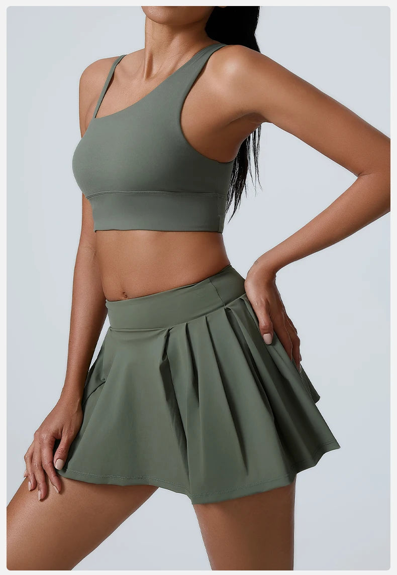 Women's 2pcs cropped and short skirt set