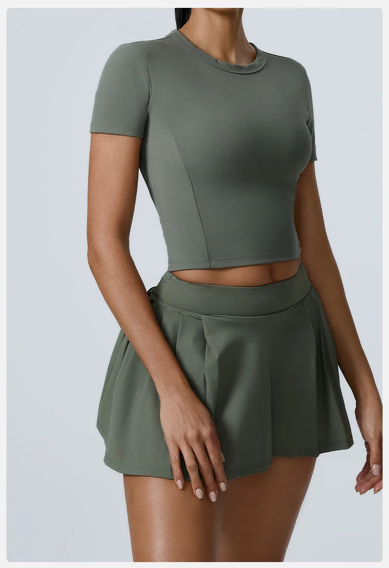 Women's 2pcs cropped and short skirt set