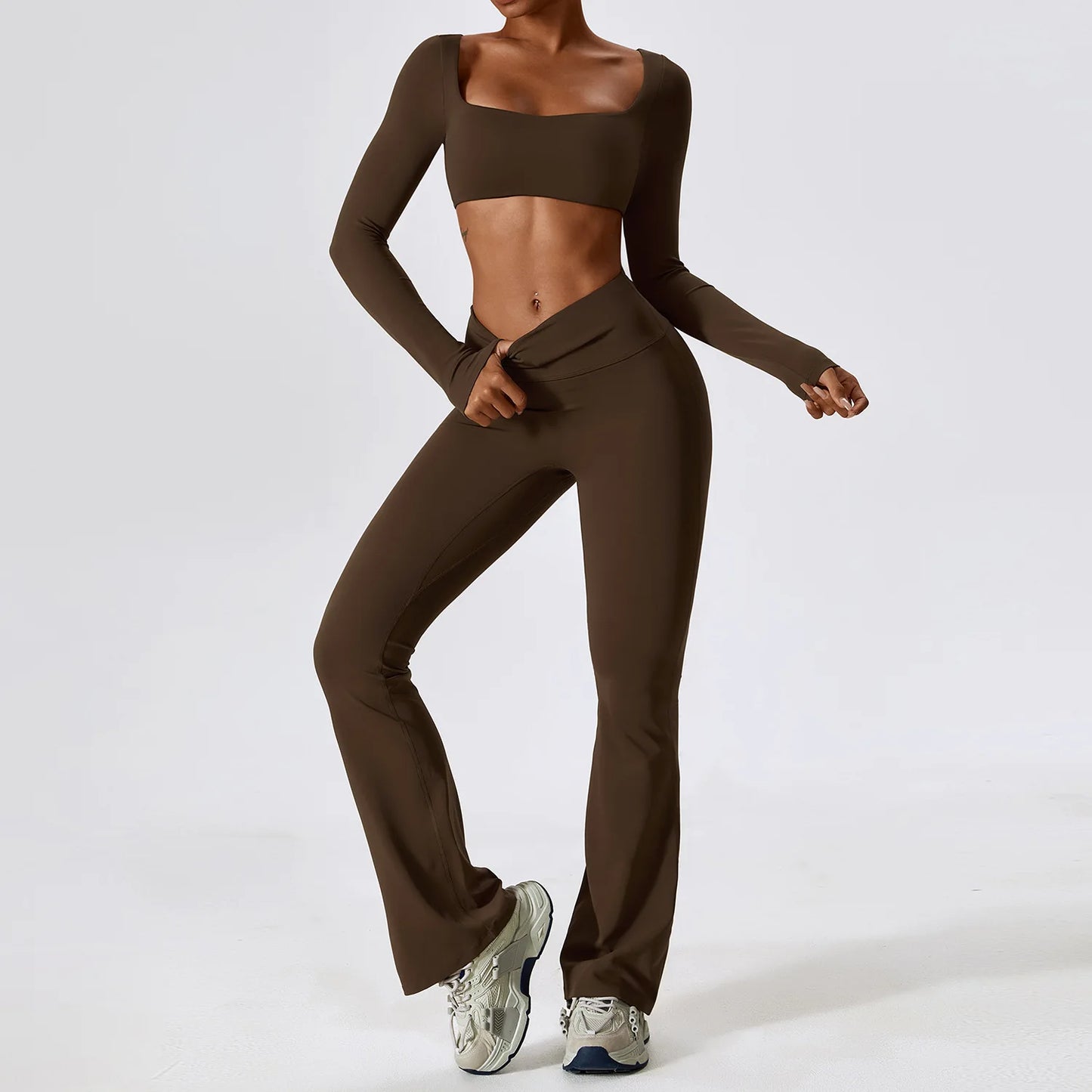 Women's cropped and flared 2pcs yoga/Workout set