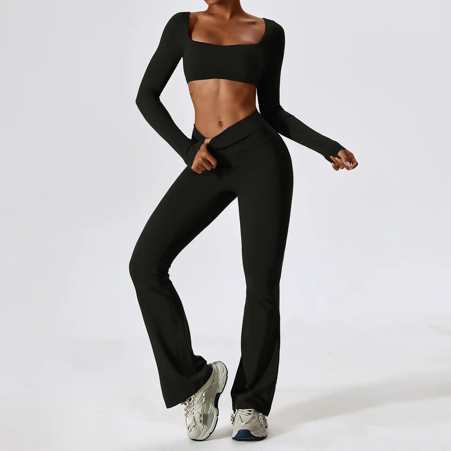 Women's cropped and flared 2pcs yoga/Workout set