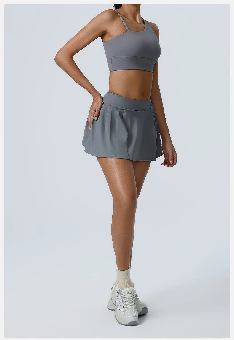 Women's 2pcs cropped and short skirt set