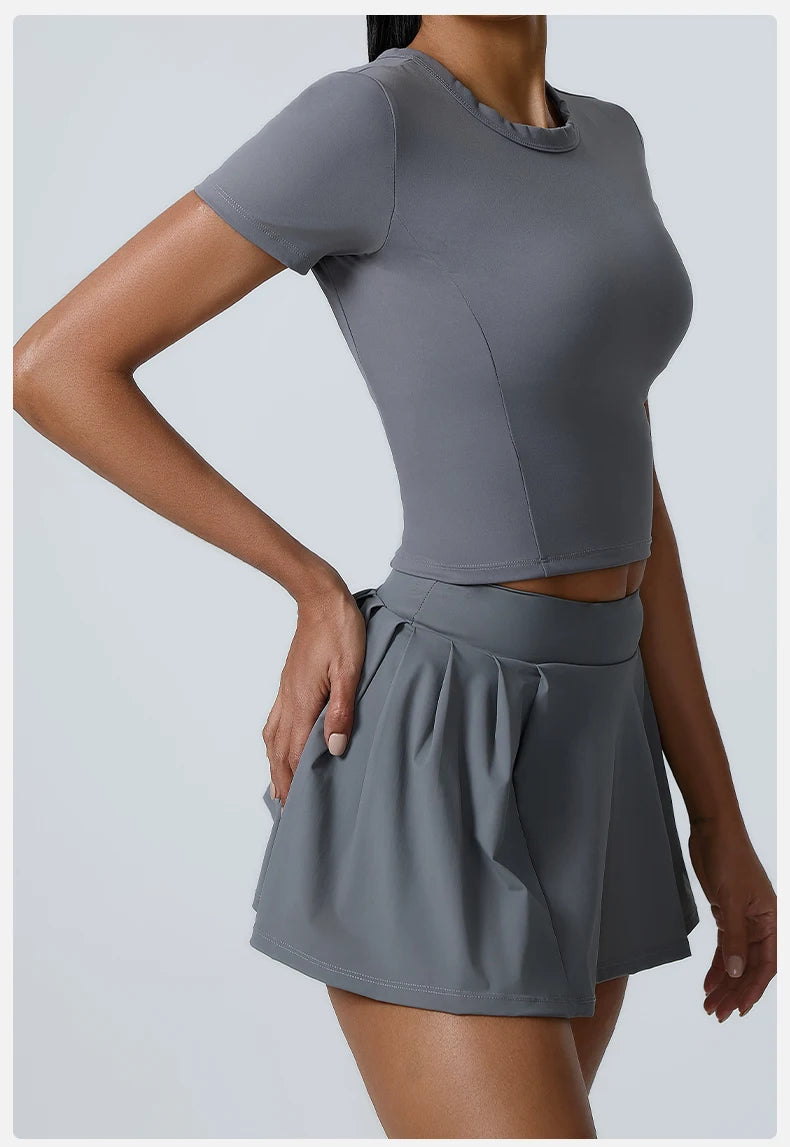 Women's 2pcs cropped and short skirt set