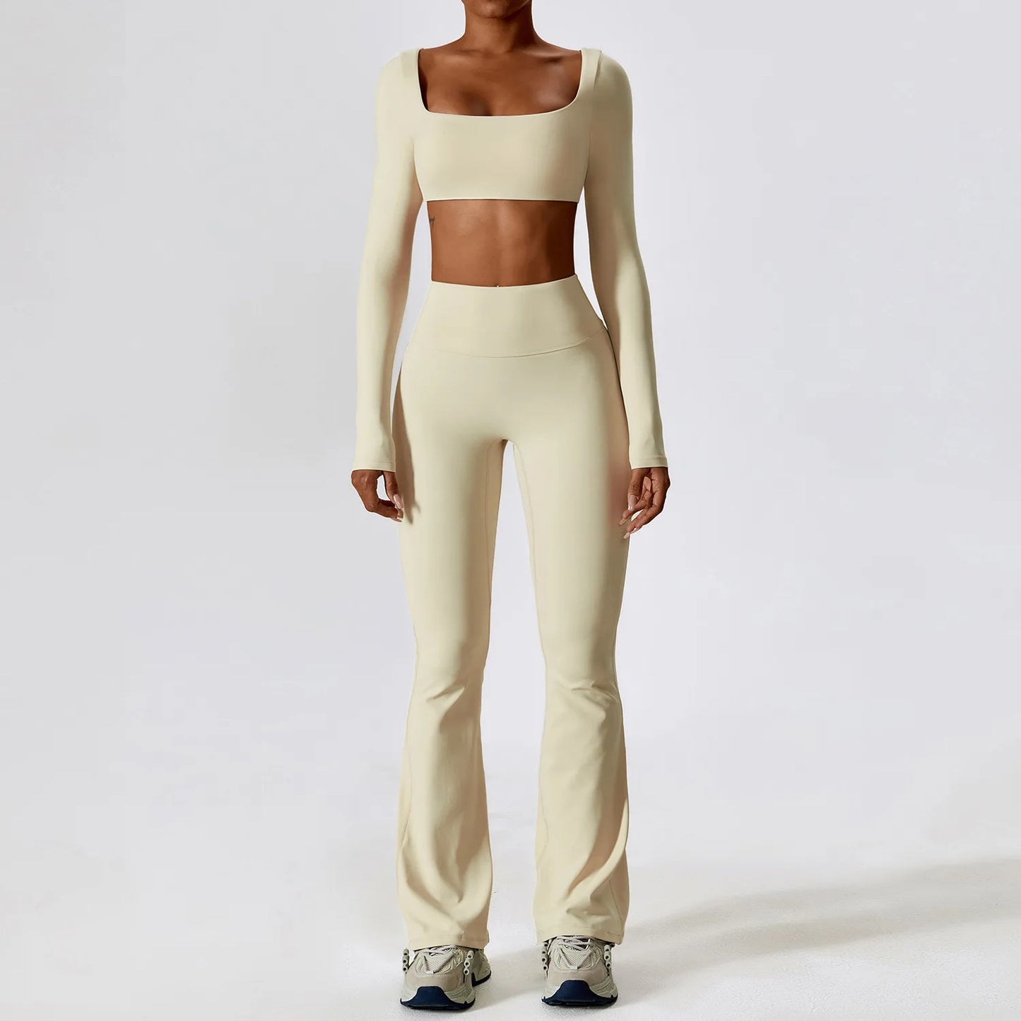 Women's cropped and flared 2pcs yoga/Workout set