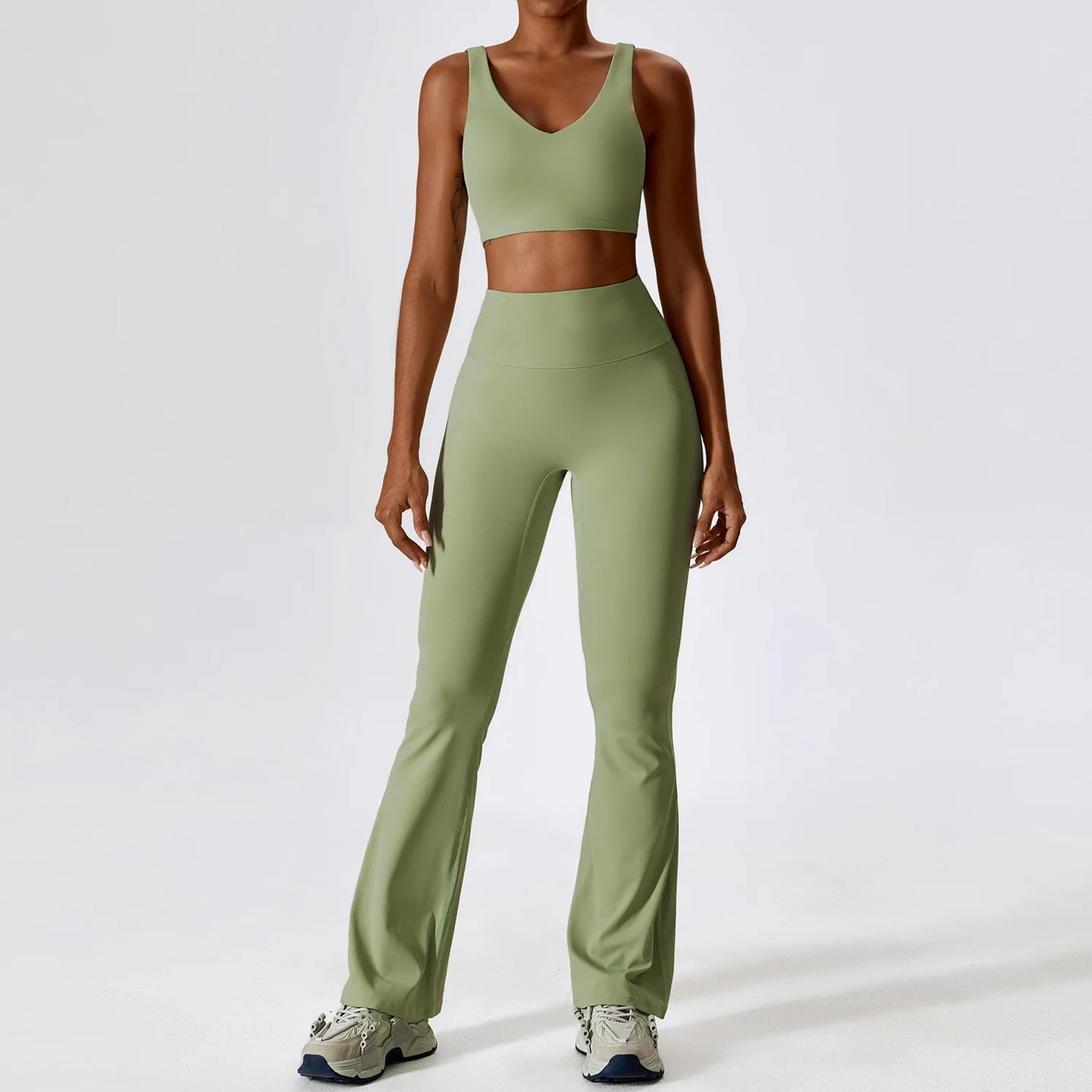 Women's cropped and flared 2pcs yoga/Workout set
