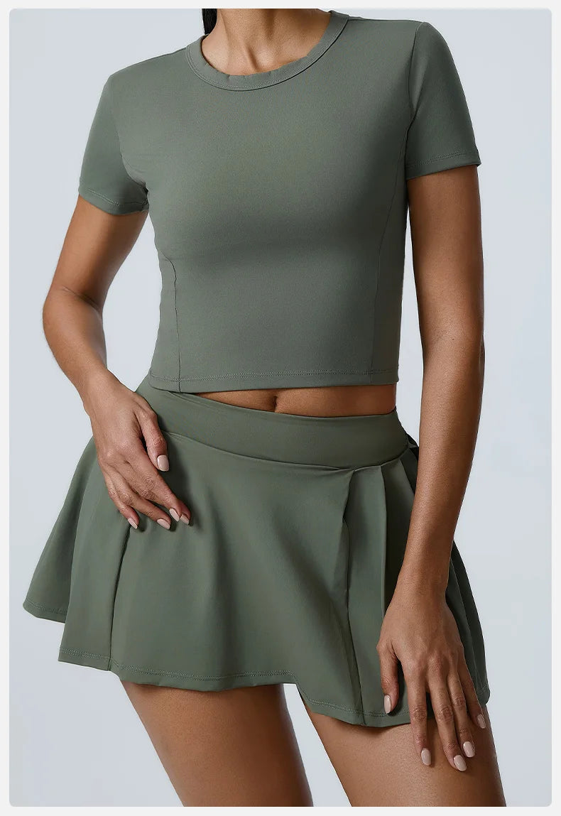 Women's 2pcs cropped and short skirt set