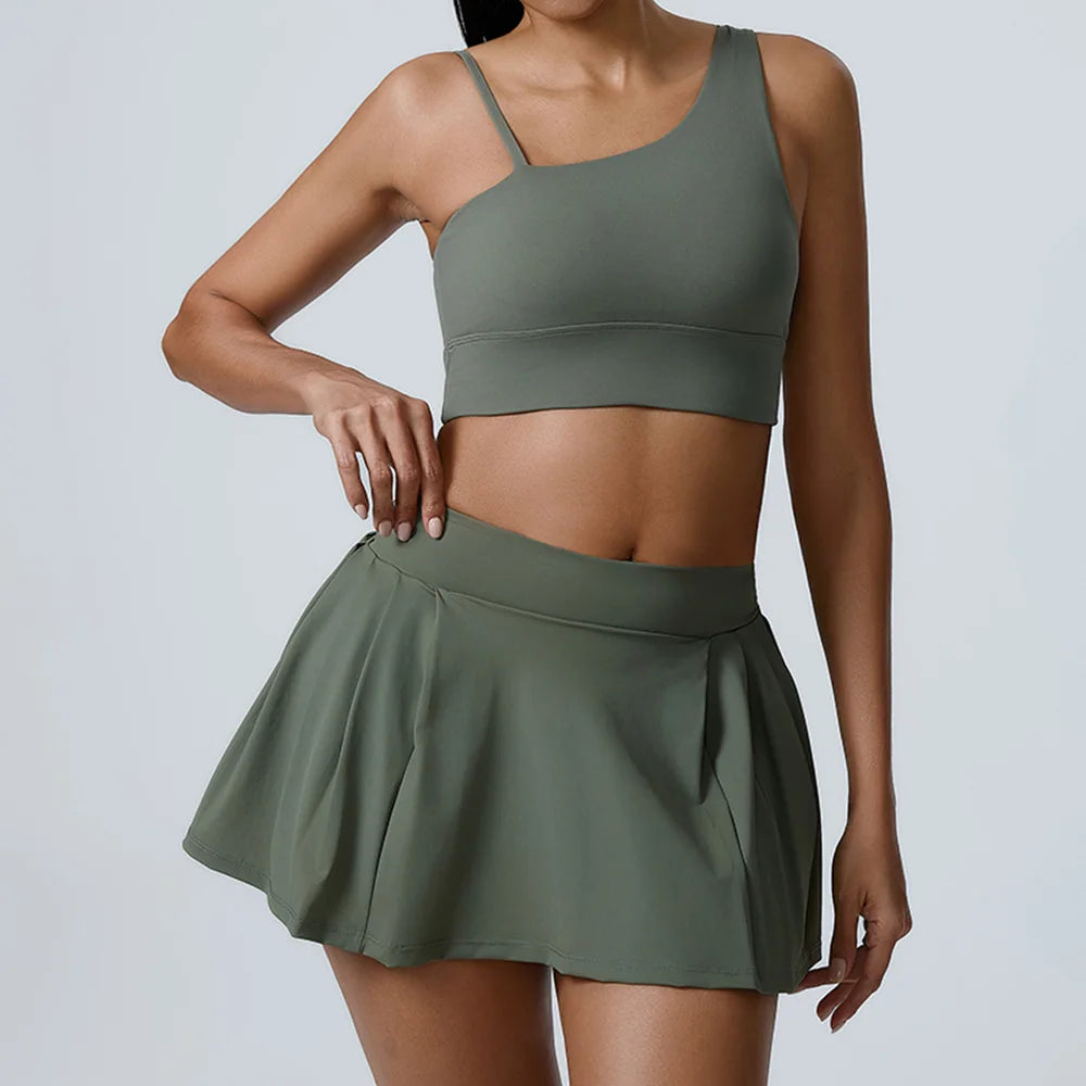 Women's 2pcs cropped and short skirt set