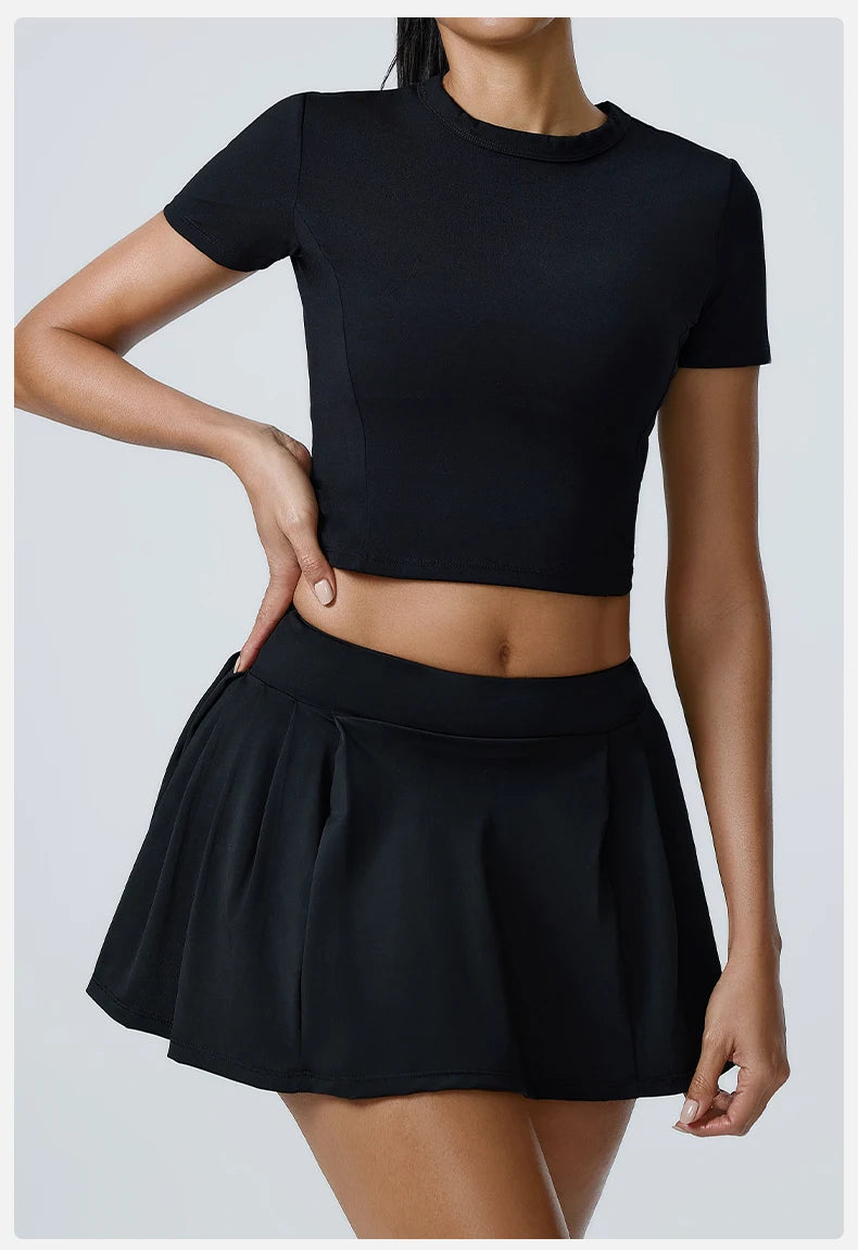 Women's 2pcs cropped and short skirt set