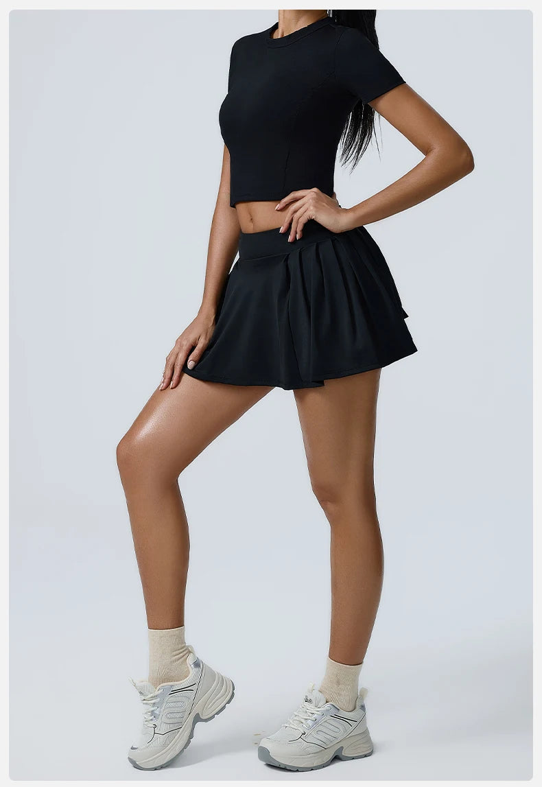 Women's 2pcs cropped and short skirt set