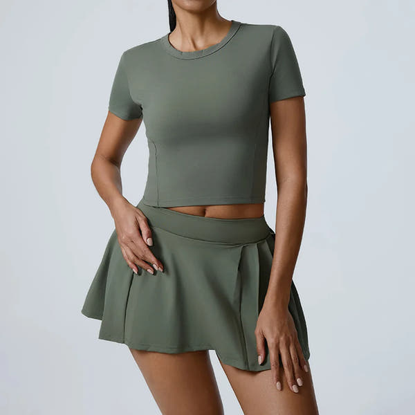 Women's 2pcs cropped and short skirt set