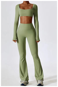 Women's cropped and flared 2pcs yoga/Workout set
