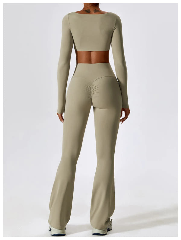 Women's cropped and flared 2pcs yoga/Workout set